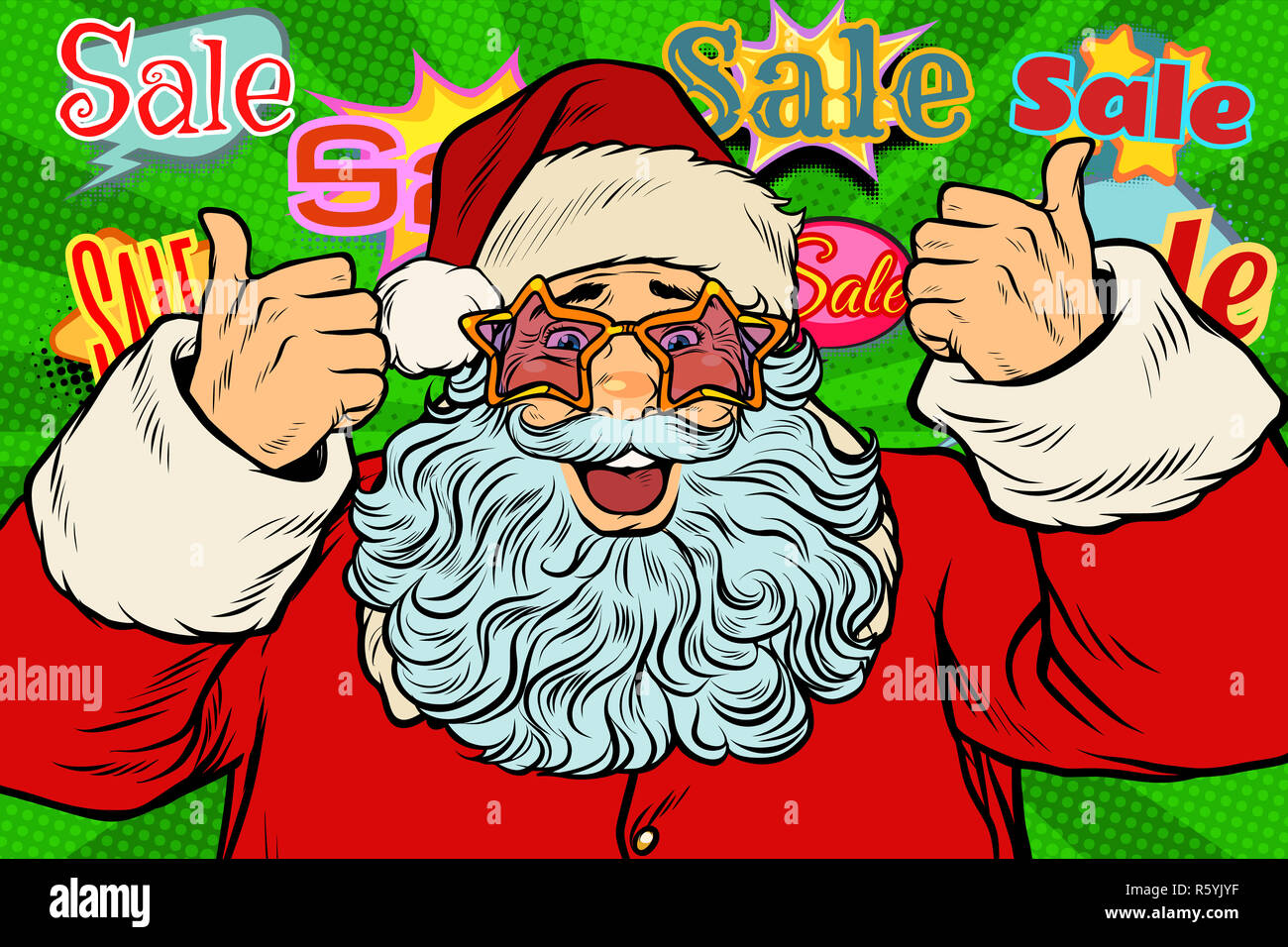 sale background Santa Claus in the star glasses Stock Photo