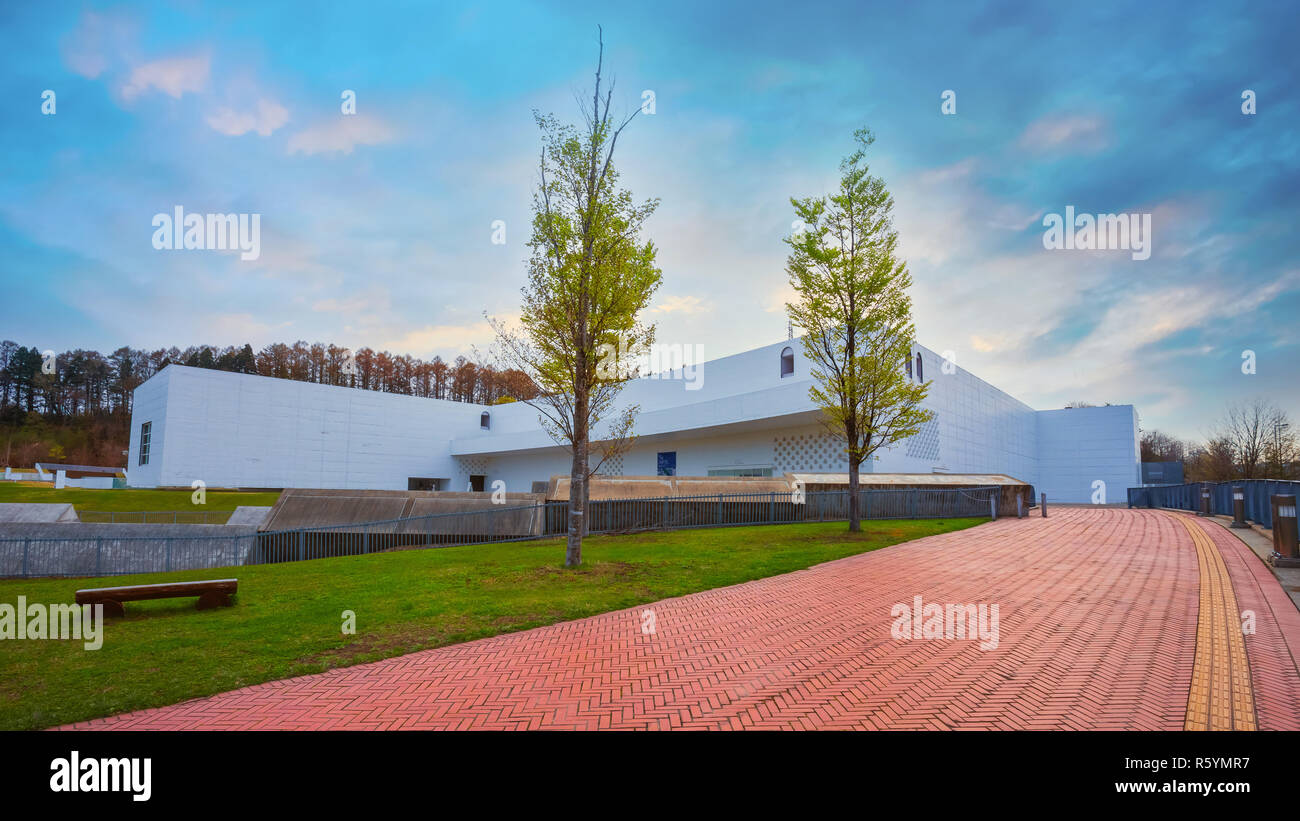 Tokyo, Japan - April 22 2018: The Aomori Museum of Art houses both temporary and permanent exhibits The museum's permanent collection includes three i Stock Photo