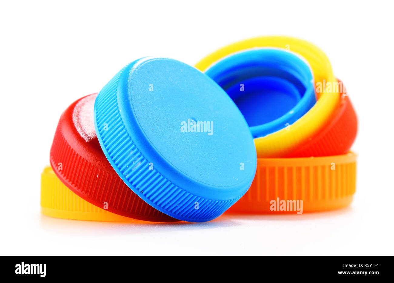 Plastic bottle caps isolated on white background Stock Photo - Alamy