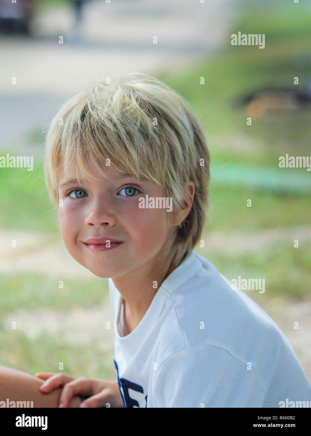 Portrait of a boy with blurred background Stock Photo