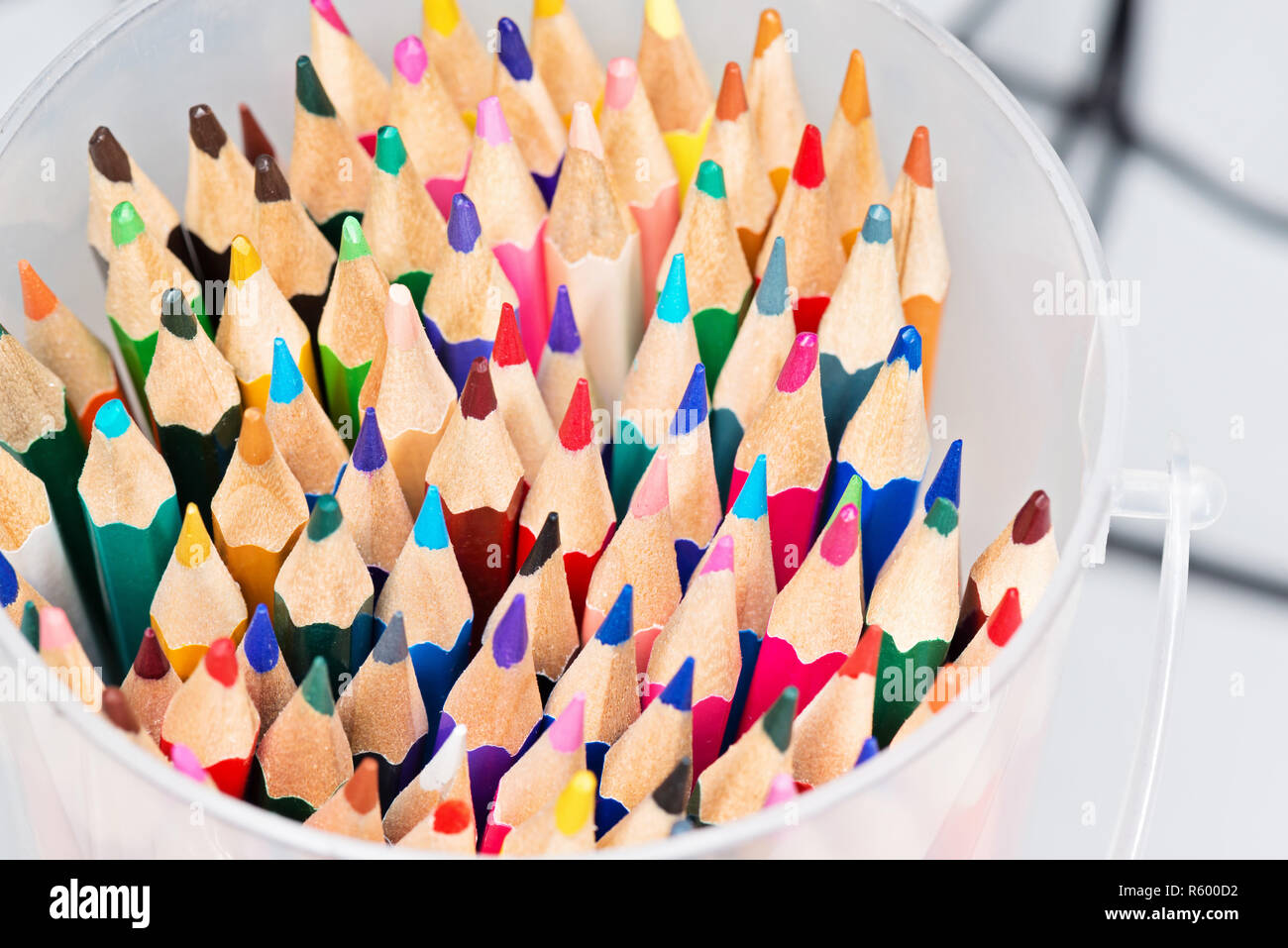 Colored pencils in a box Stock Photo