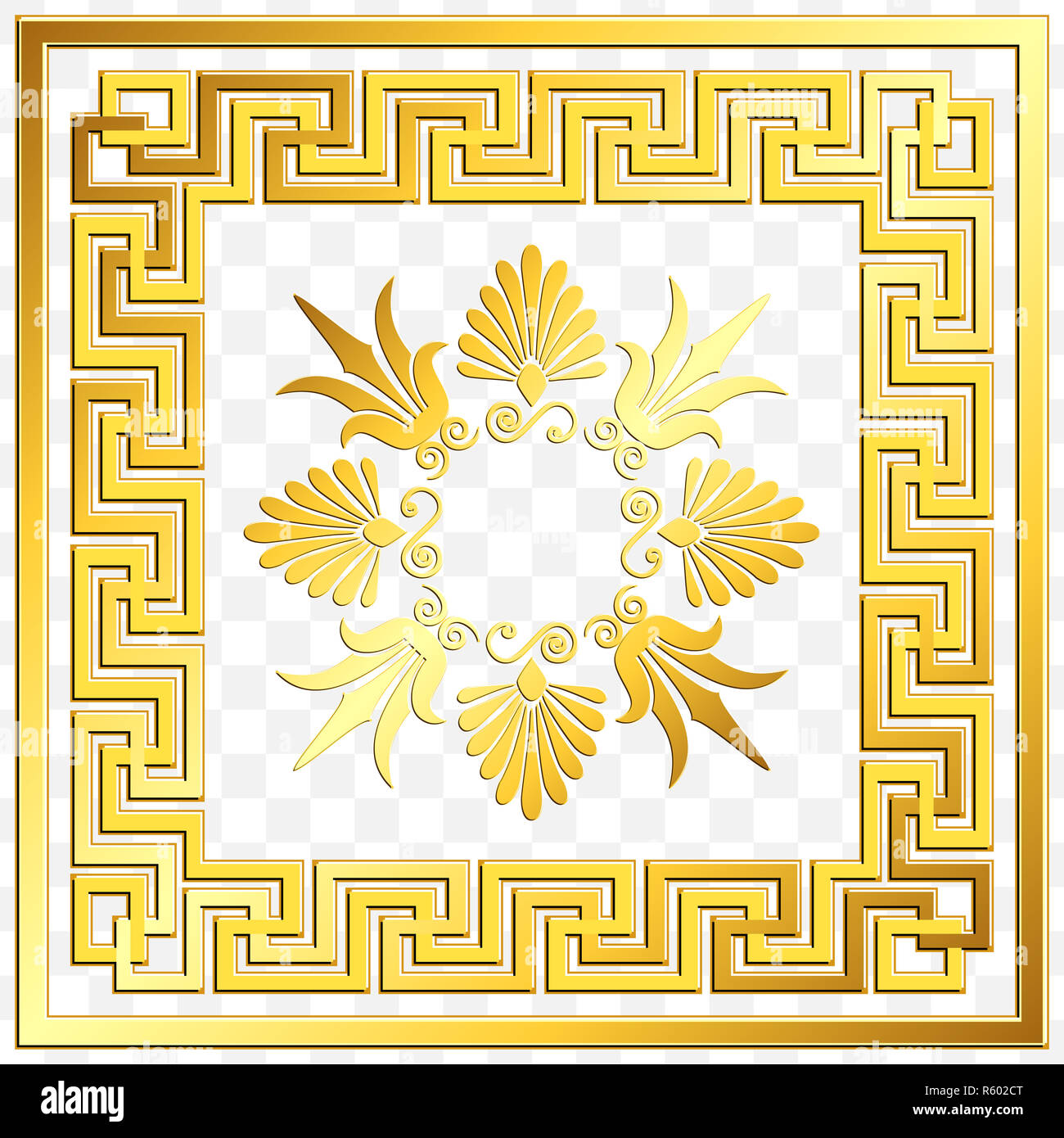 Traditional vintage gold Greek ornament, Meander Stock Photo - Alamy