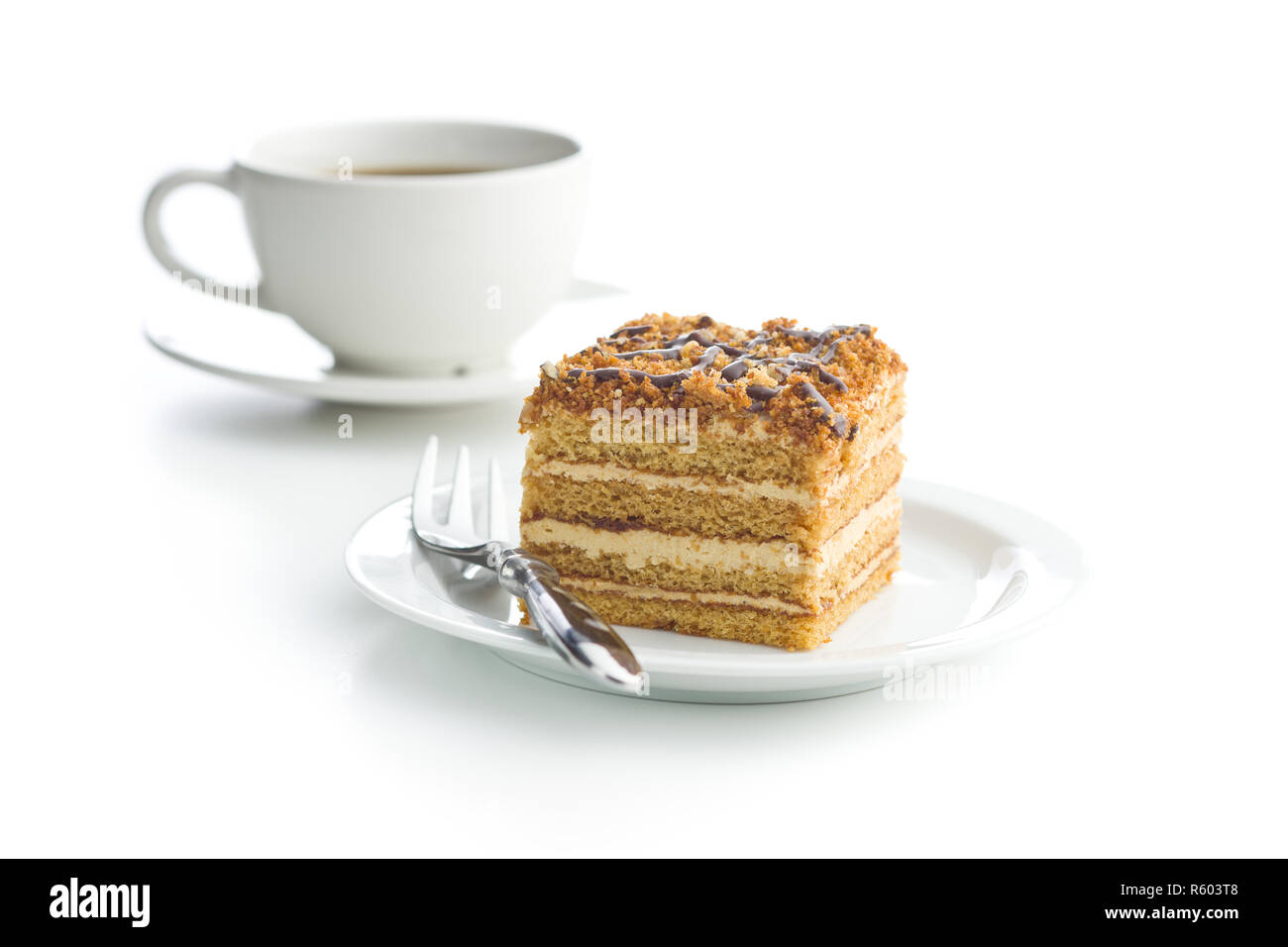 Cake with walnuts and honey. Stock Photo