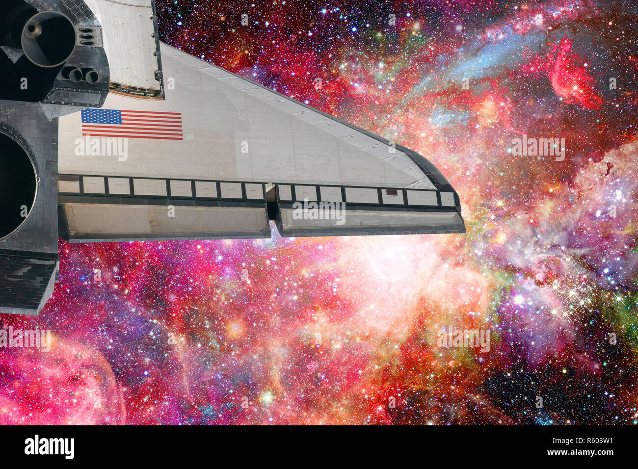 Space Shuttle taking off on a mission. Elements of this image furnished by NASA Stock Photo