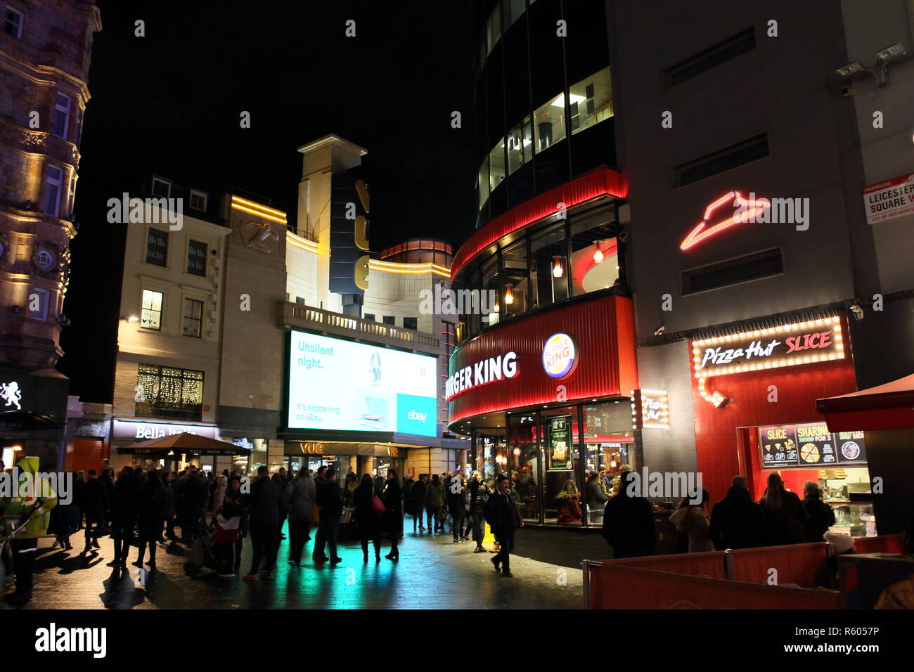 Pizza Hut & Burger King, Leicester Square, London, England, UK Stock