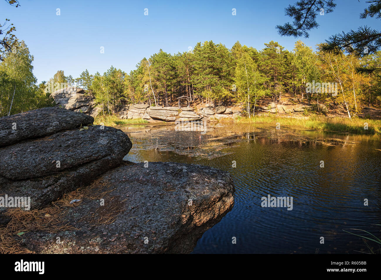 Beauty view on Mohovoe lake Stock Photo