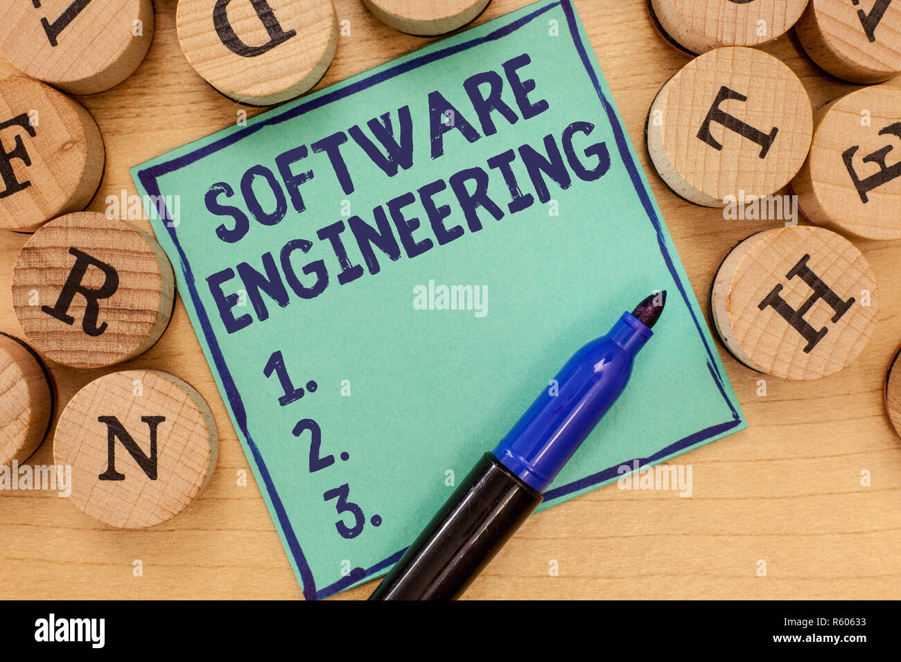 Handwriting text Software Engineering. Concept meaning Program Development in Systematic Quantifiable approach. Stock Photo