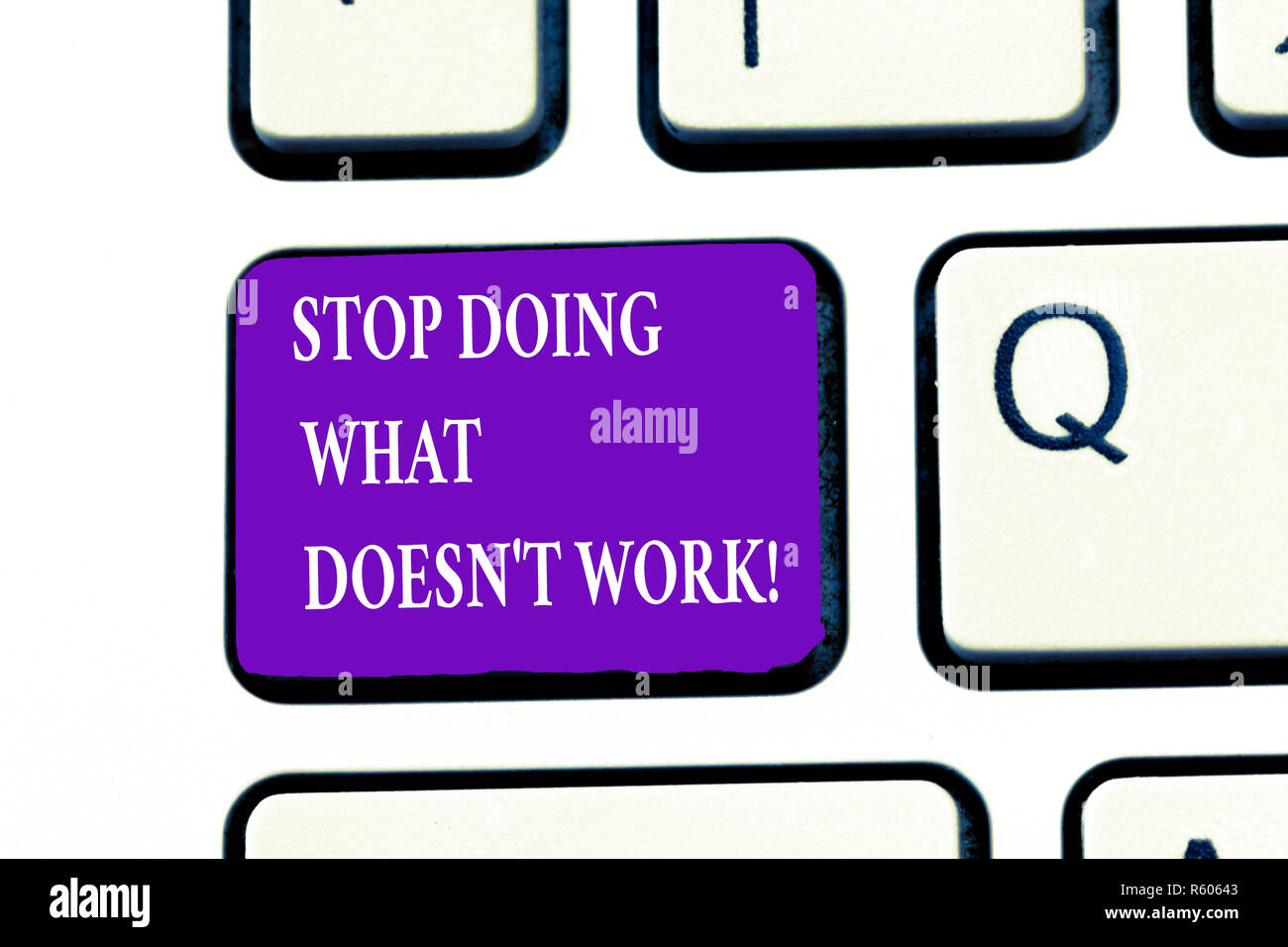 Word writing text Stop Doing What Doesn t not Work. Business concept for busy does not always mean being Productive. Stock Photo