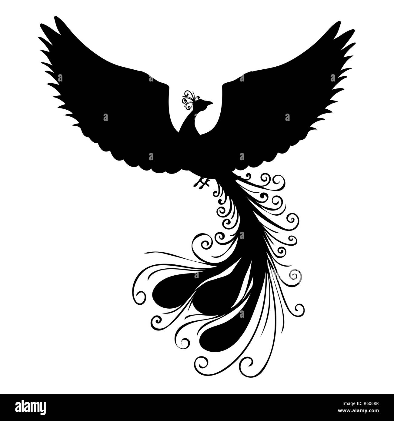 Phoenix bird silhouette ancient mythology fantasy Stock Photo