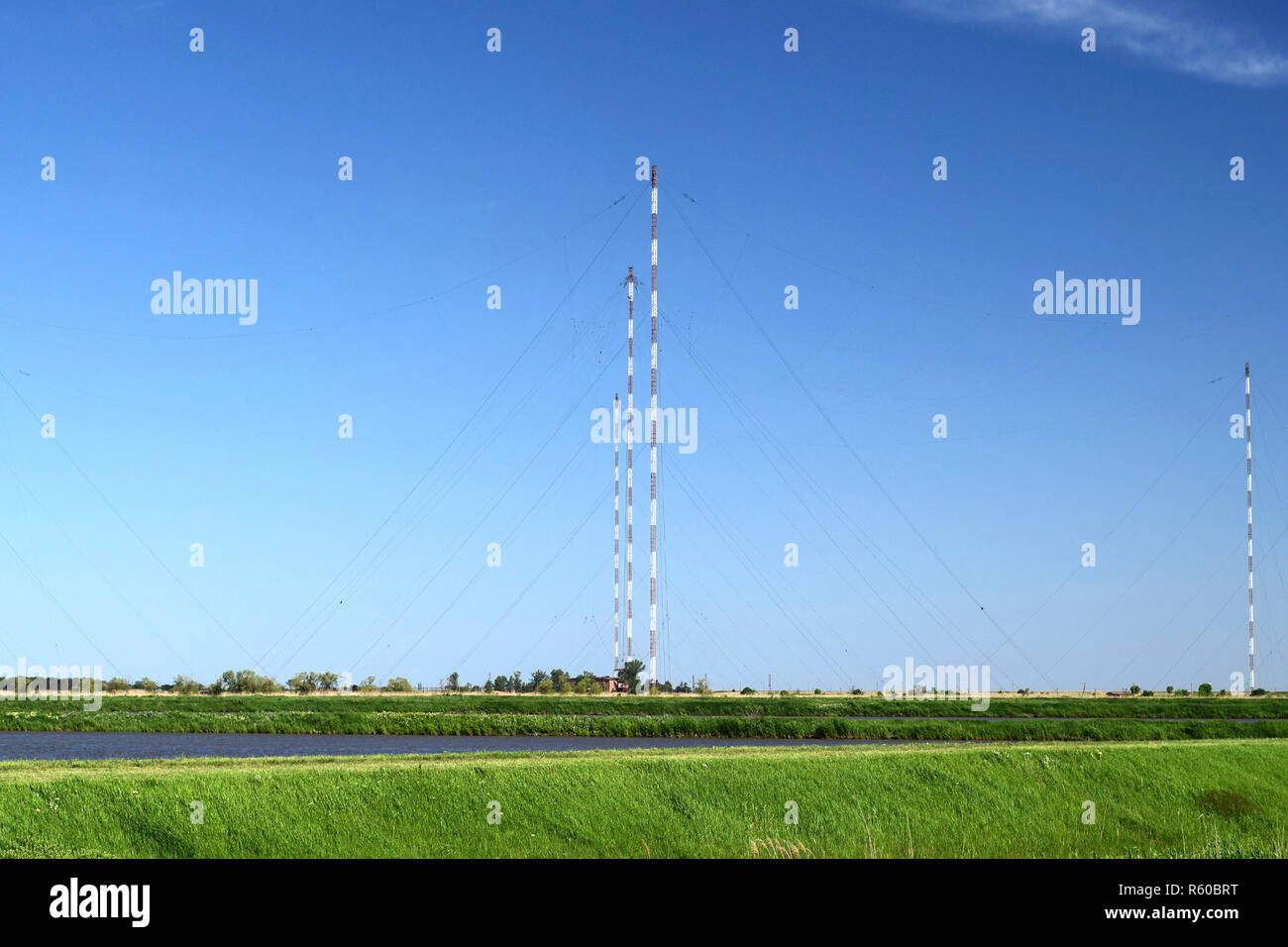 Aerial platforms for  transmission of radio waves Stock Photo