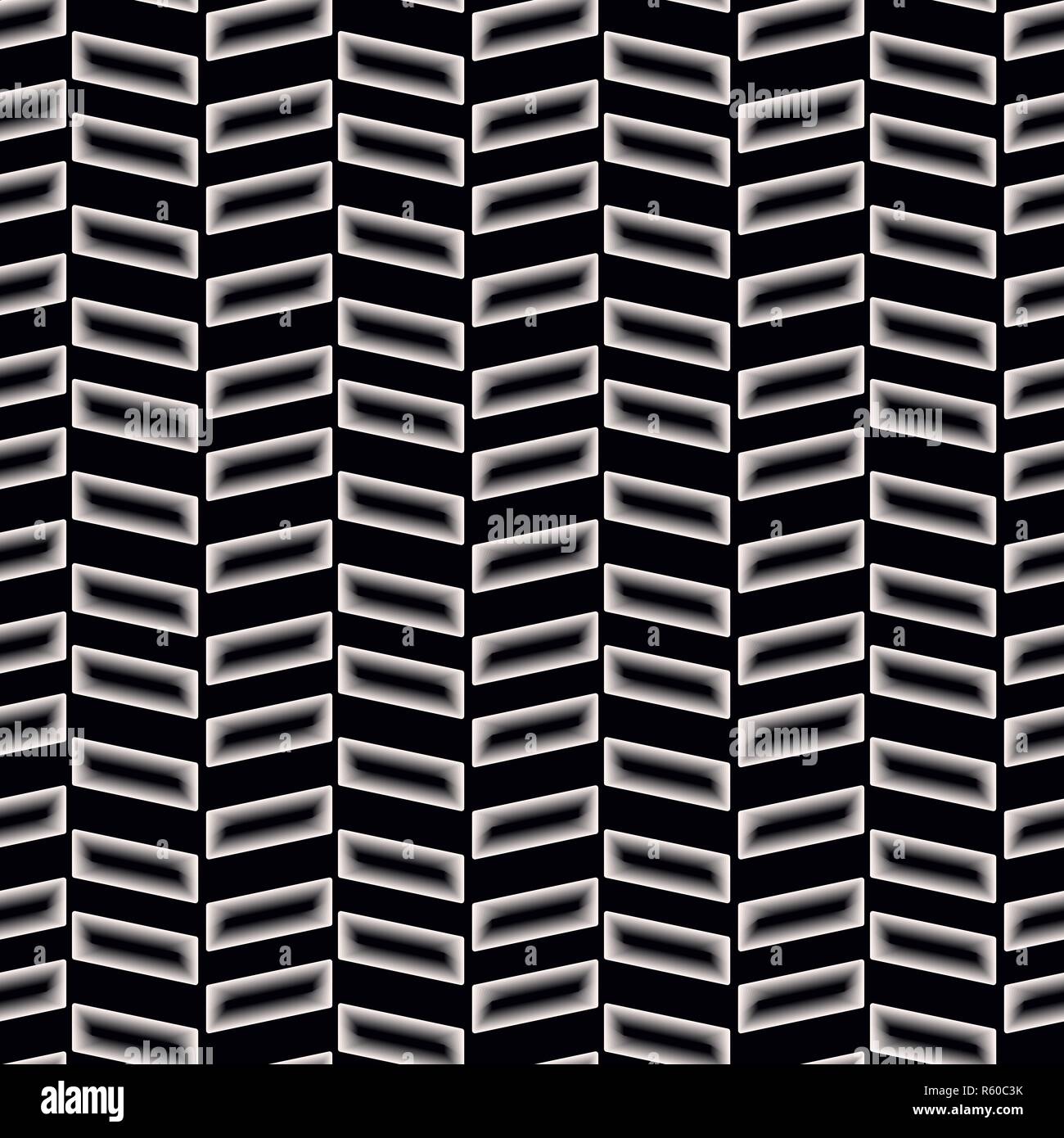 Herringbone textured seamless pattern on black background. Vector eps10 Stock Vector