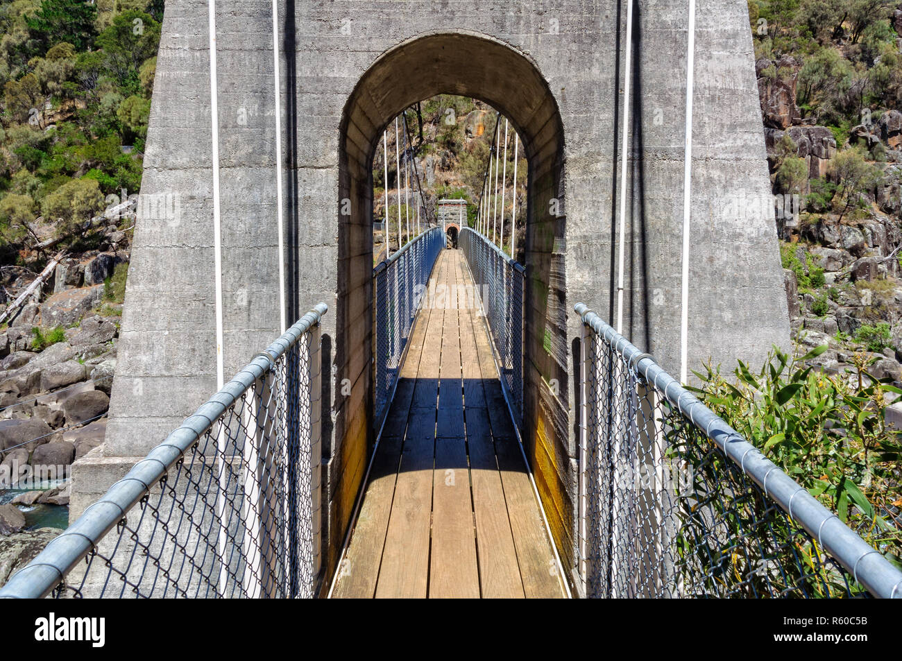 Suspension bridge in Cataract Launceston Stock Photo Alamy