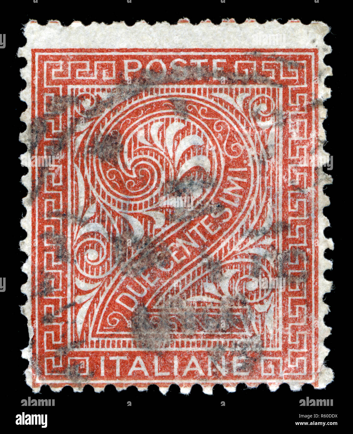 Postmarked stamp from Italy in the Edition De La Rue series issued in 1865 Stock Photo