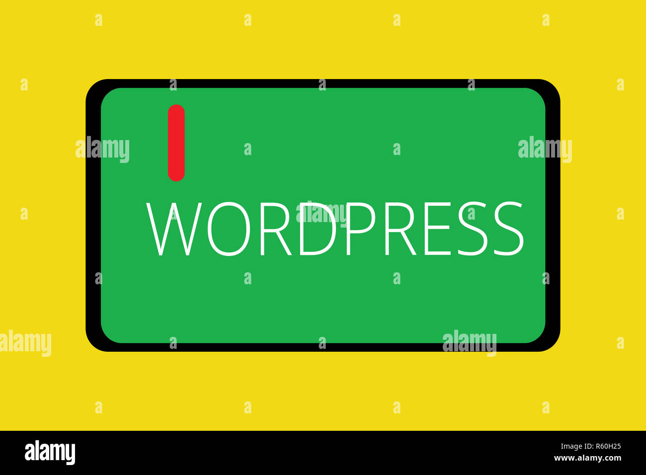 Word writing text Wordpress. Business concept for free source publishing software that can installed web server Tablet Mobile Smartphone Cellular Devi Stock Photo