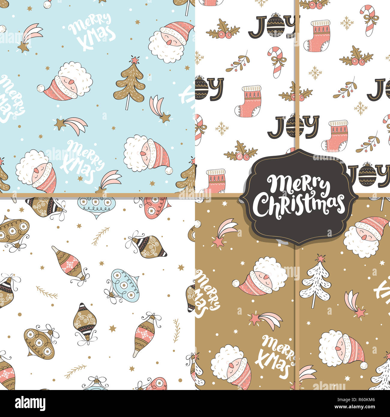 Set of Christmas seamless patterns. Vector Stock Photo - Alamy