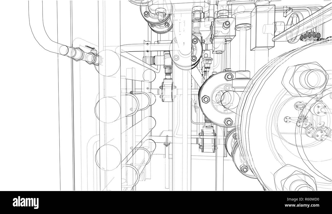 Sketch of industrial equipment Stock Photo