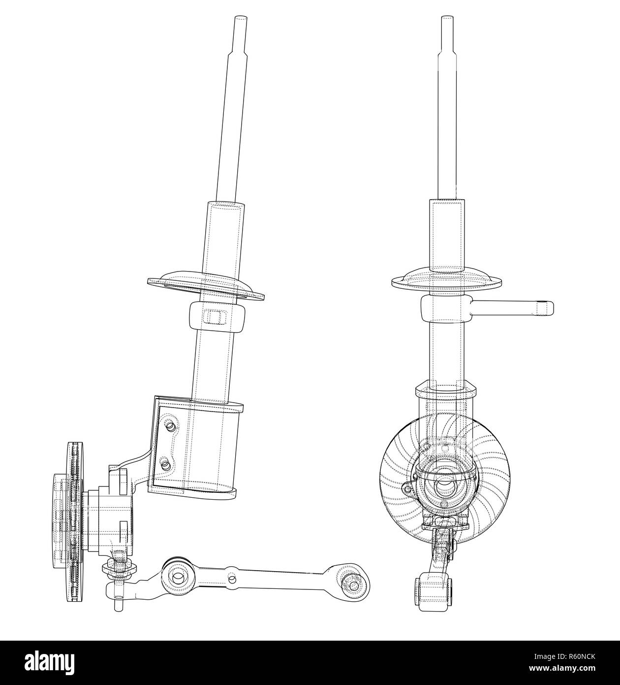 Diagram of a mechanical shock absorber.