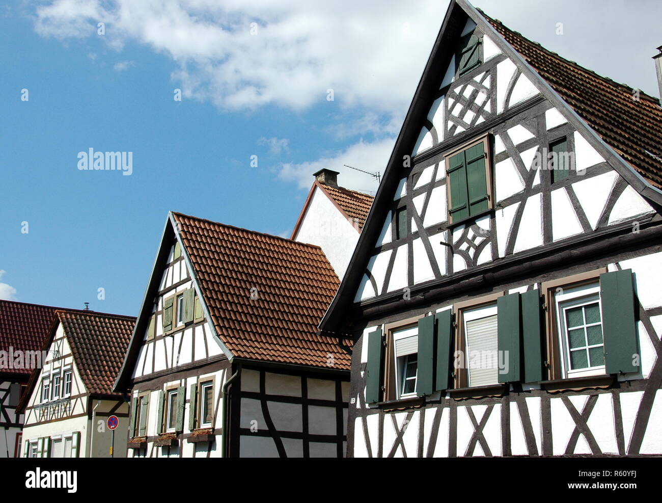 half-timbered houses badgasse rheinzabern Stock Photo