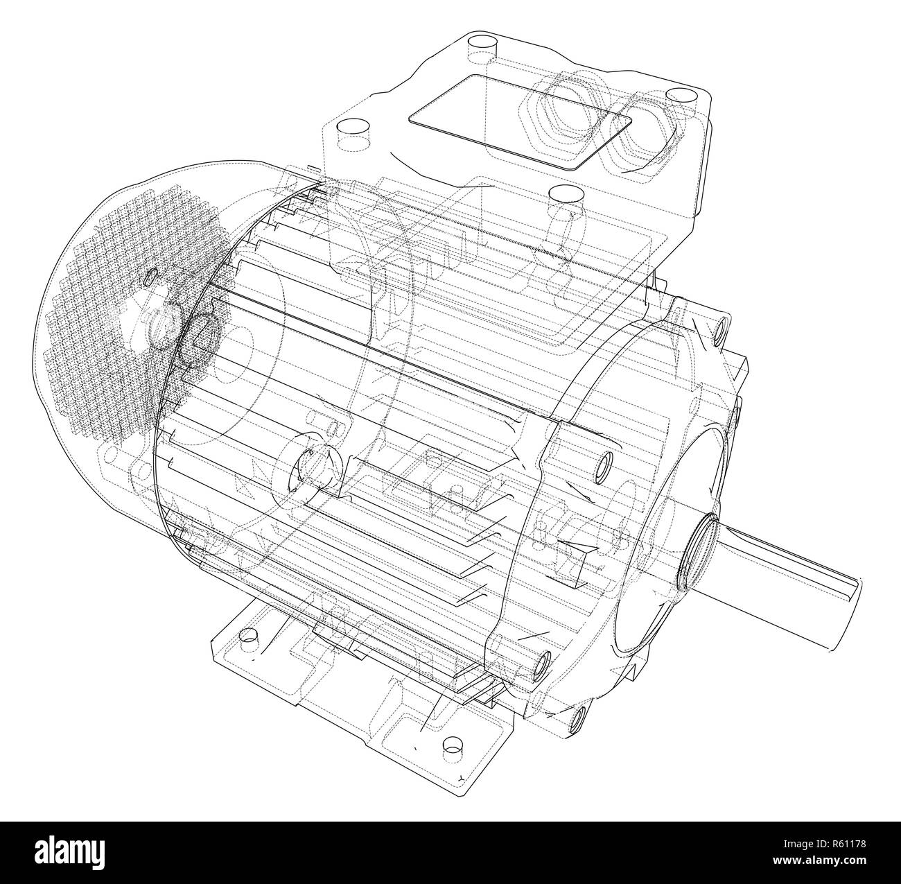 Electric motor outline. 3d illustration Stock Photo Alamy