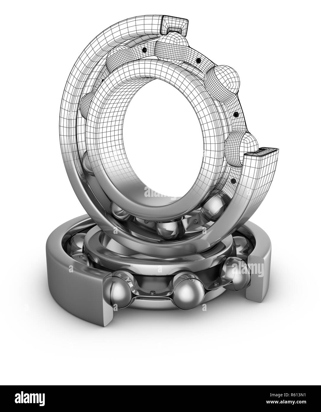 Ball bearings in a cut Stock Photo