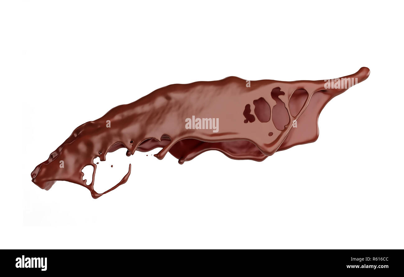 Chocolate splash isolated on white. 3d rendering Stock Photo