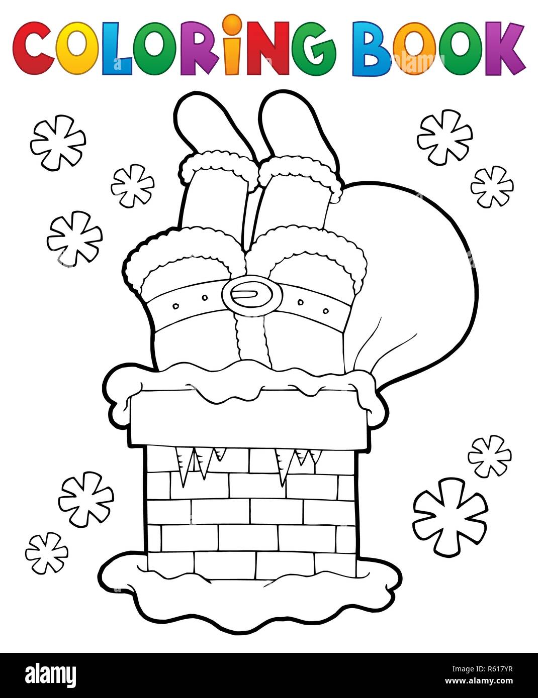 Coloring book chimney with Santa Claus Stock Photo - Alamy