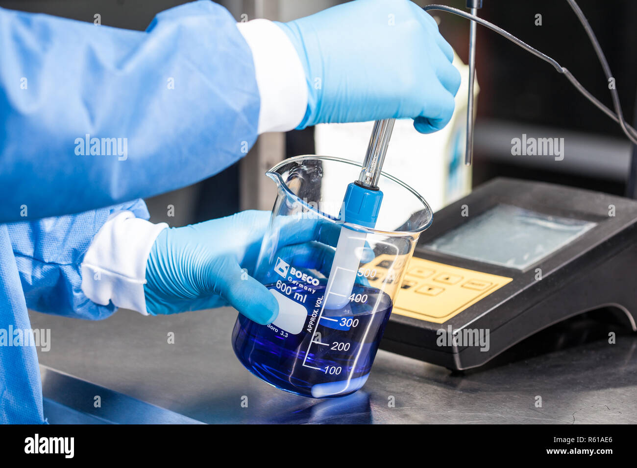 Scientist using a ph meter at laboratory Stock Photo Alamy