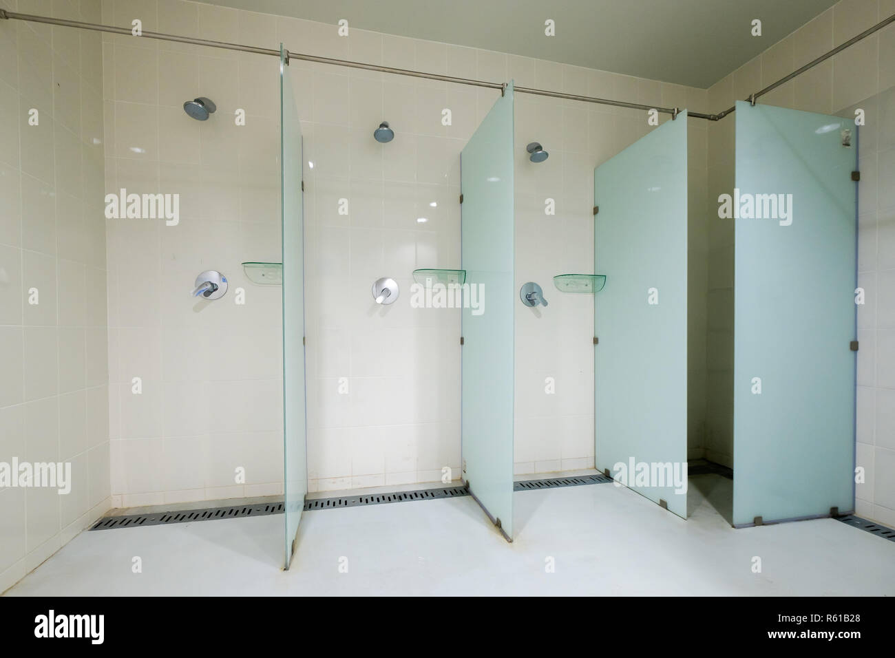 Interior of public shower Stock Photo Alamy