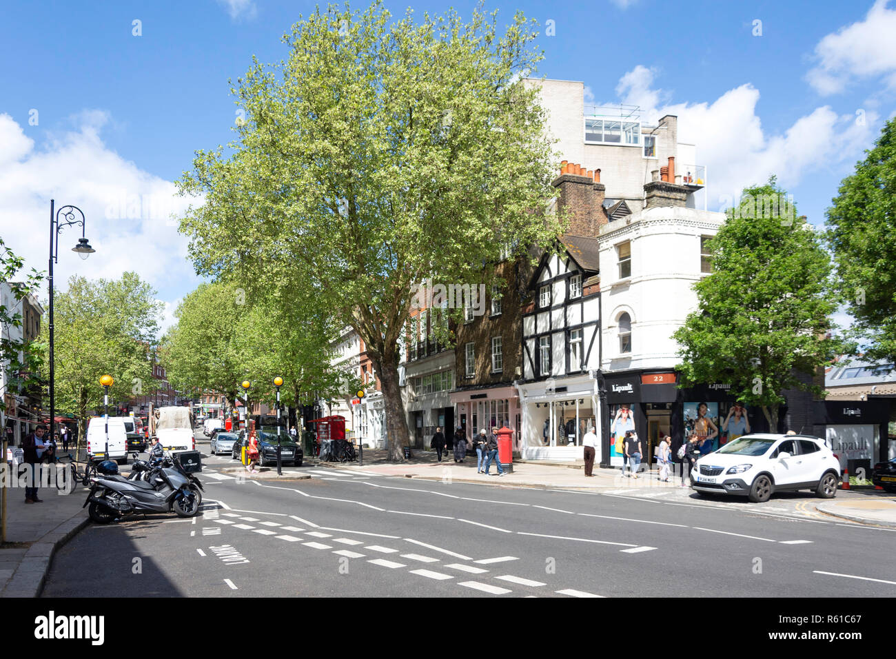 Hampstead High Street, Hampstead Village, London Borough of Camden, Greater London, England, United Kingdom Stock Photo