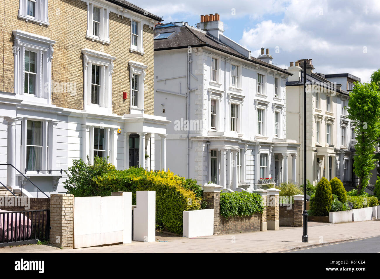 Period properties, Haverstock Hill, Belsize Park, London Borough of Camden, Greater London, England, United Kingdom Stock Photo