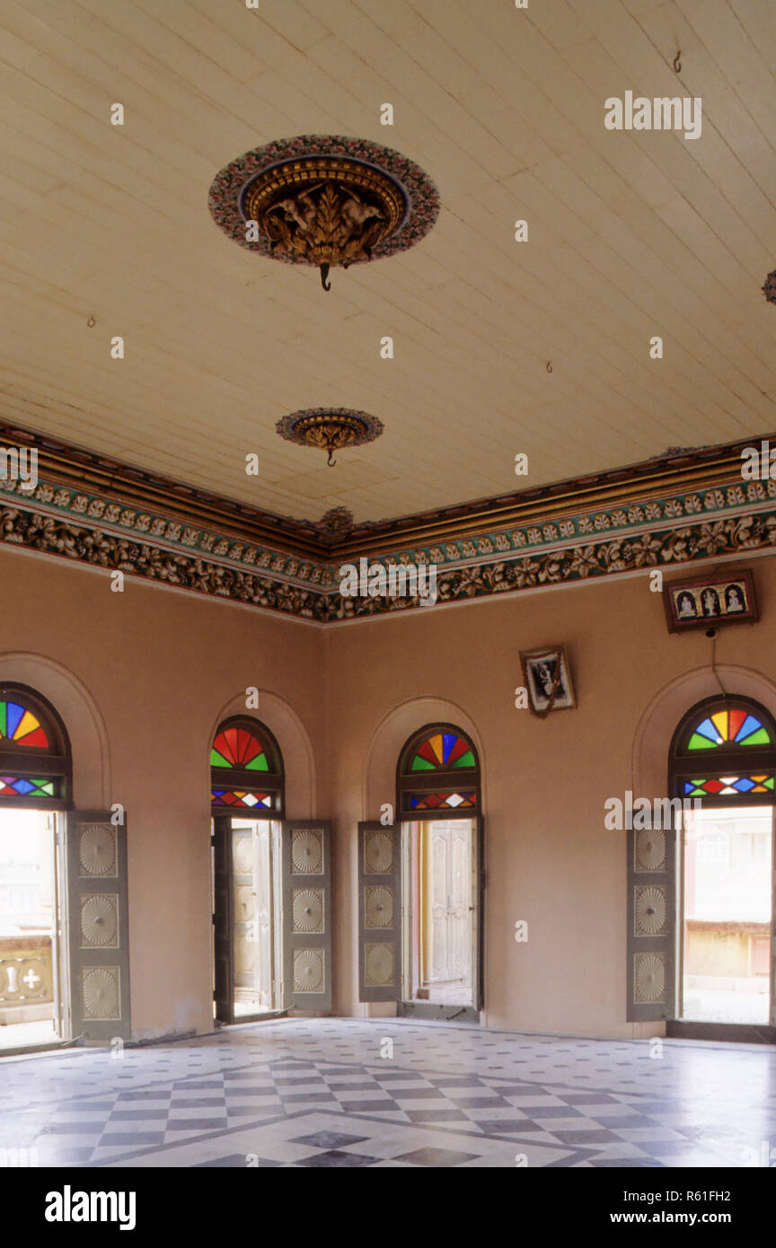 Ancient old Indian house interior Stock Photo