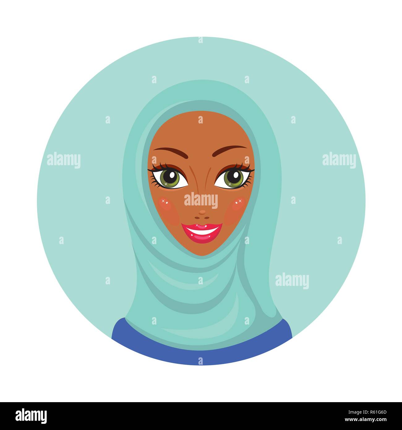Beautiful young happy Muslim woman Girl portrait in hijab Vector ...