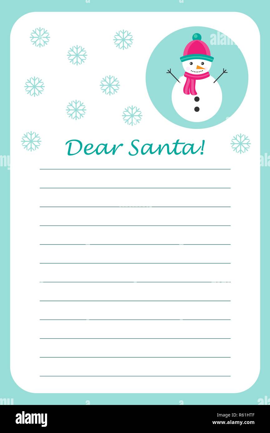 Christmas letter to Santa Claus for children, template layot, fun Within Letter I Template For Preschool