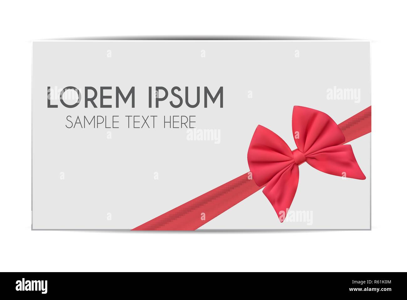 Blank Gift Card Template with Pink Bow and Ribbon. Vector Illustration ...