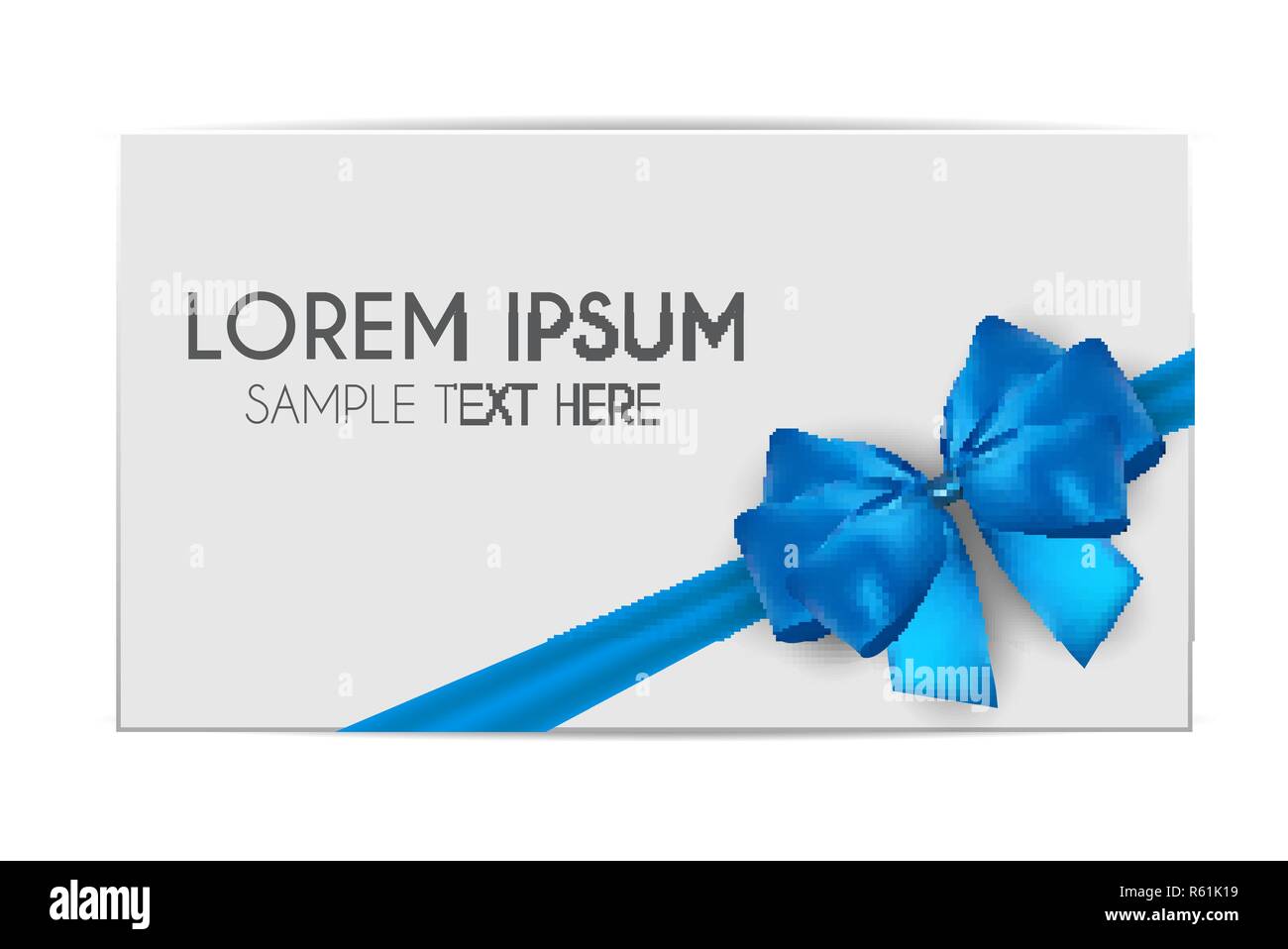 Blank Gift Card Template with Blue Bow and Ribbon. Vector Illustration ...