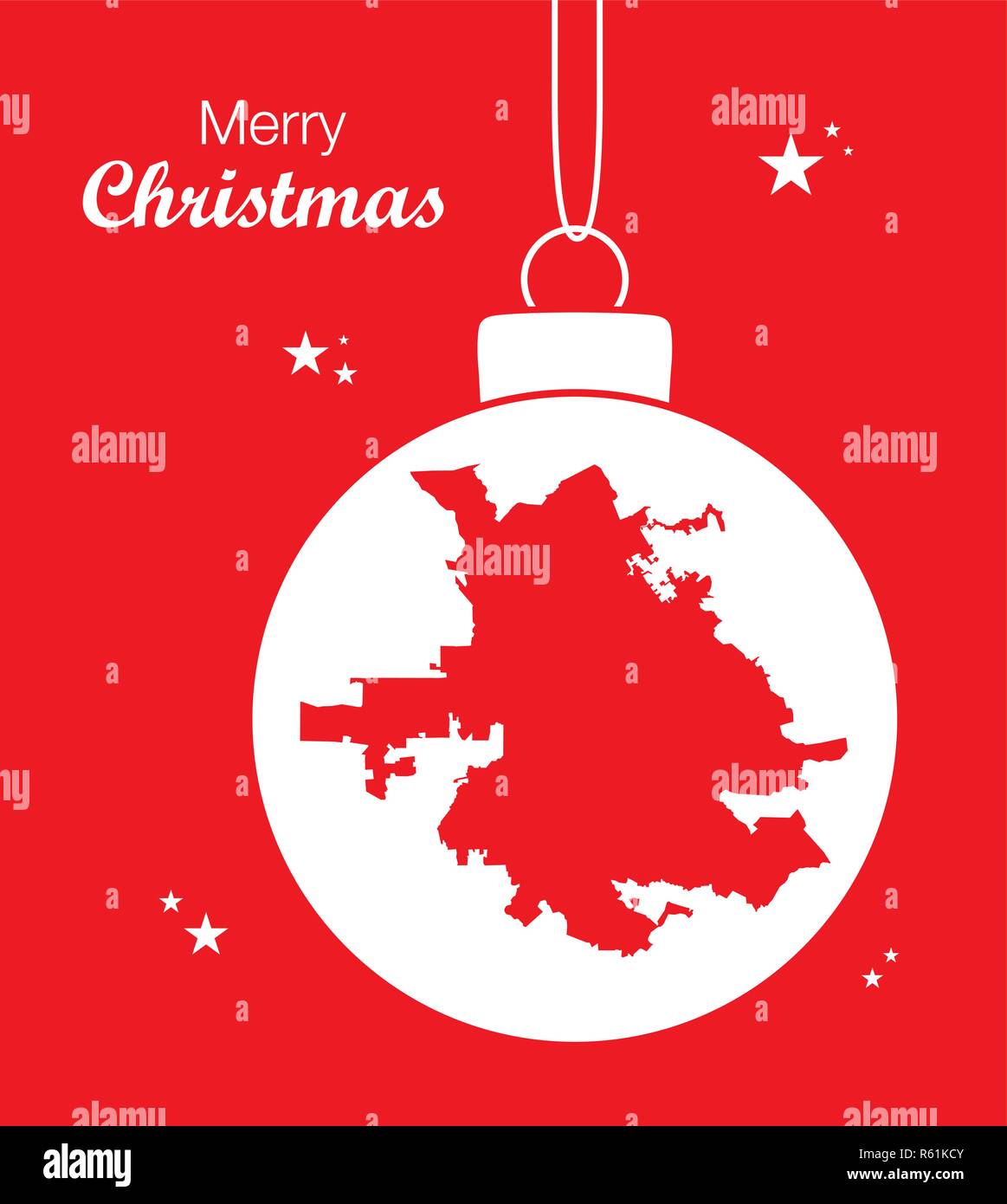 Merry Christmas illustration theme with map of San Jose Stock Vector