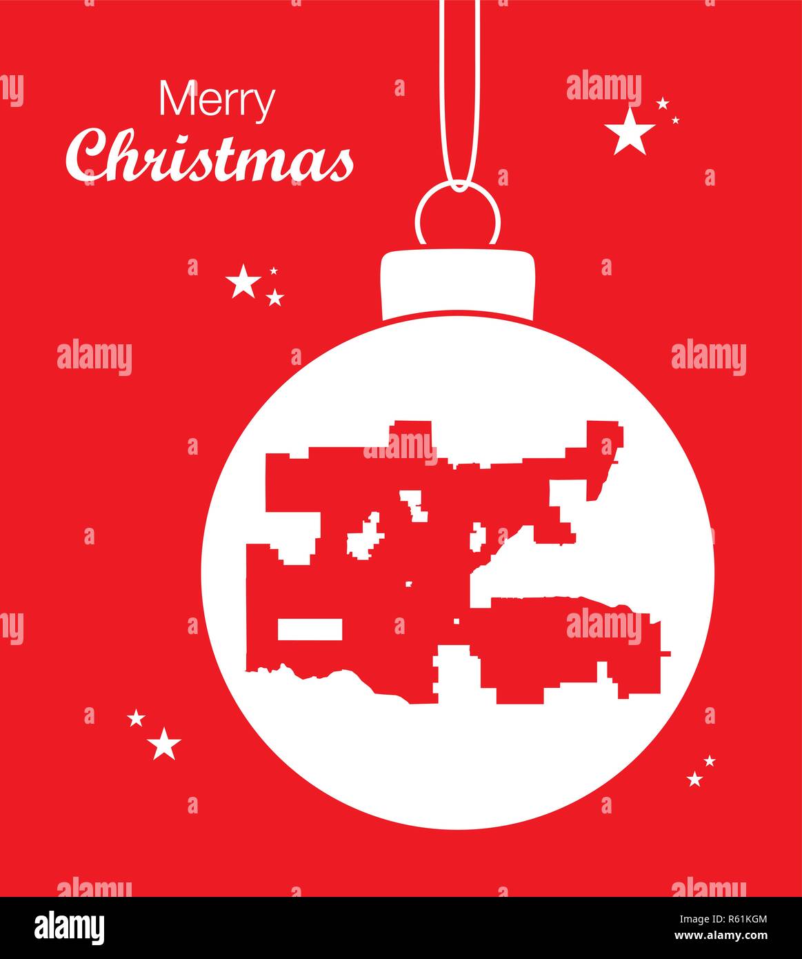 Merry Christmas illustration theme with map of Oklahoma City Stock