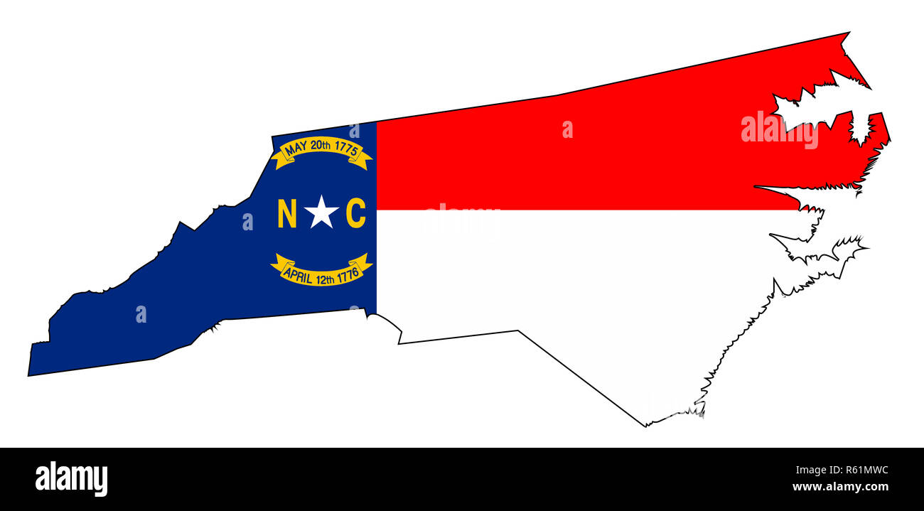 North Carolina Outline Map and Flag Stock Photo Alamy