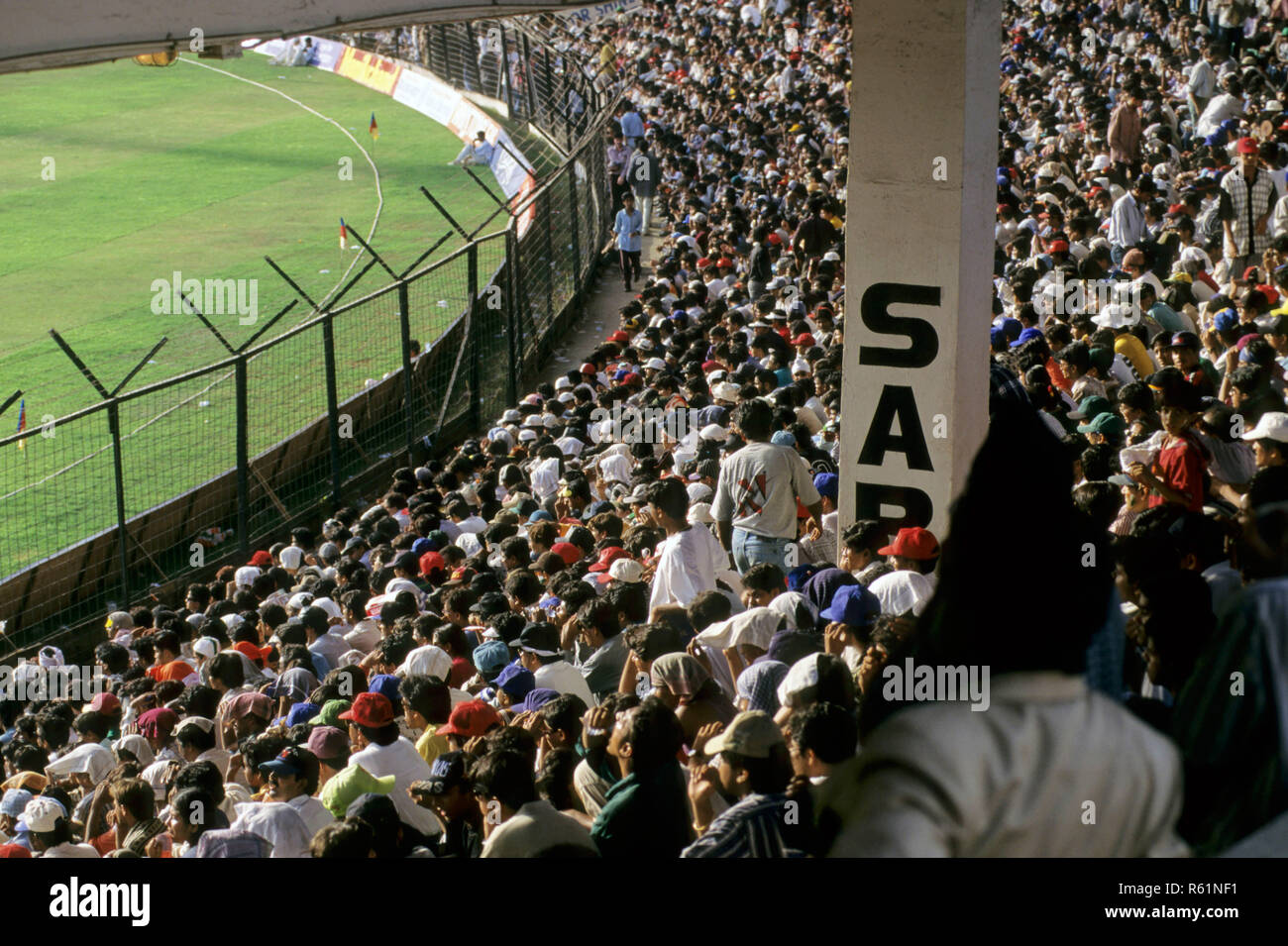 Spectators at Wankhede Stadium, Mumbai, Maharashtra, India Stock Photo