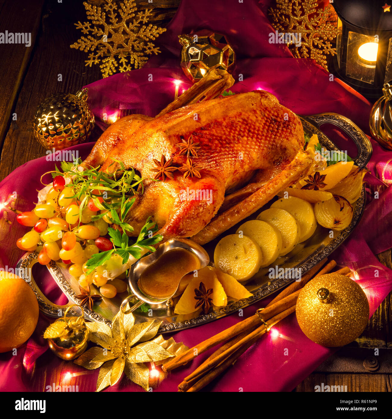christmas goose dinner Stock Photo - Alamy