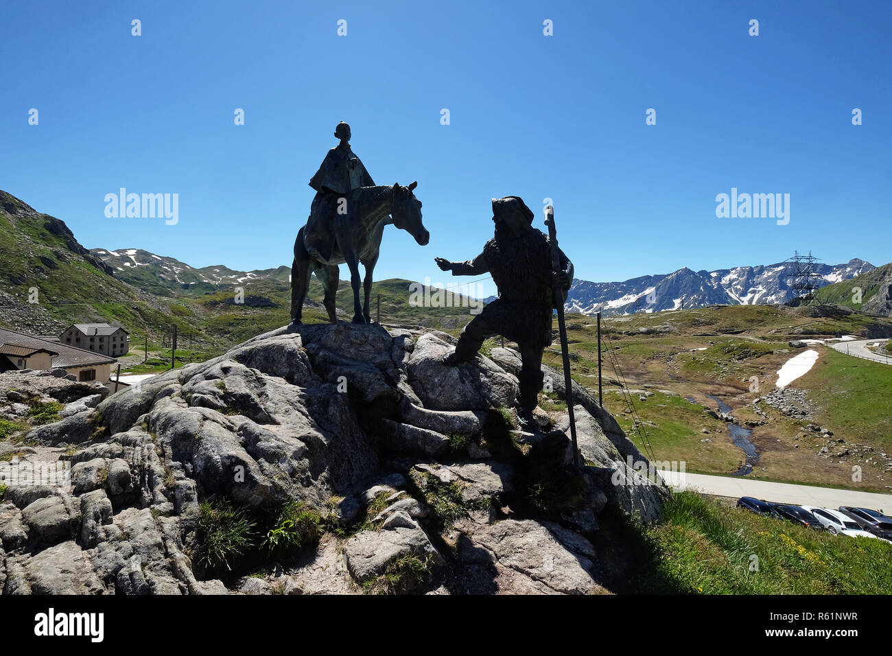 The equestrian statue of General Suvorov on Gotthard pass, Switzerland Stock Photo