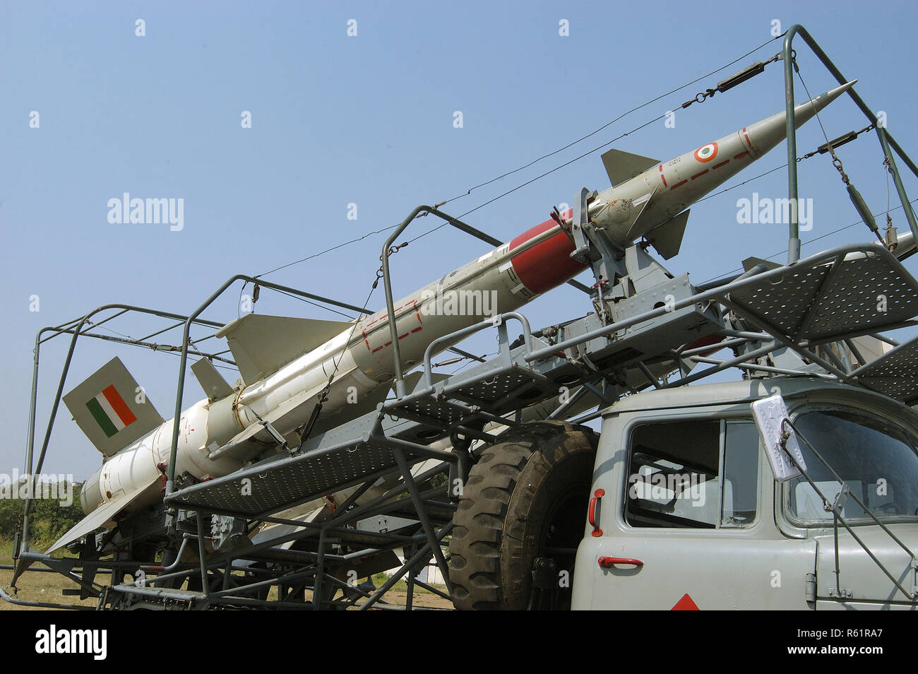 Sam lll Pechora surface to air Missile used in Air Defense with a range of 25 km. Stock Photo