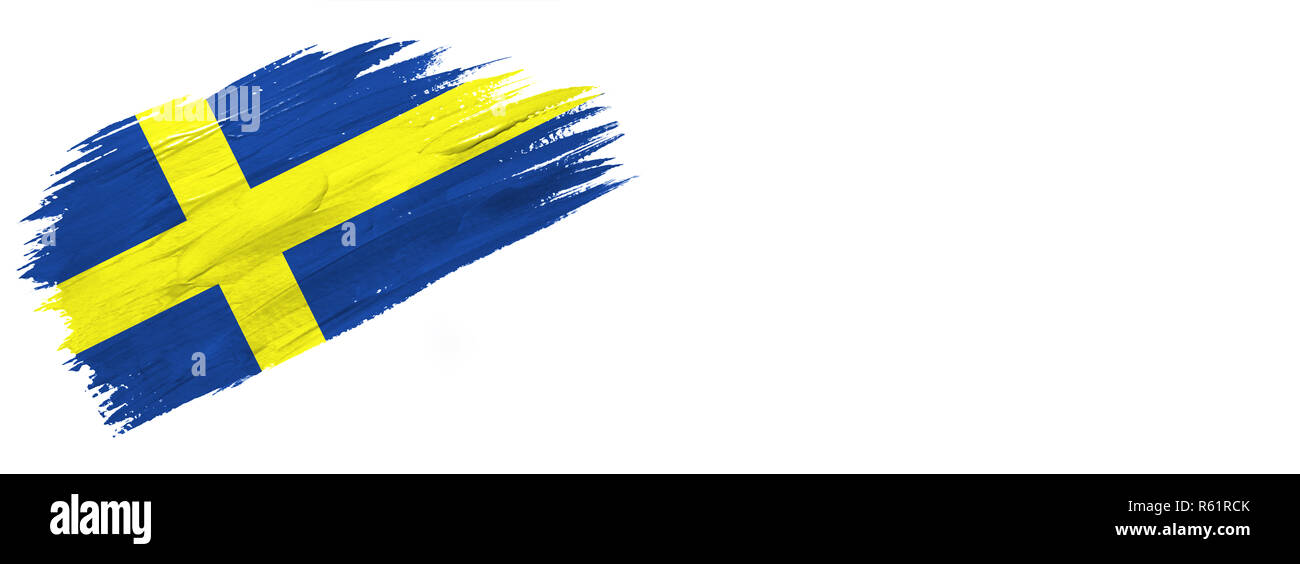 brushes painted flag. Hand-drawn style flag of Sweden isolated on white ...