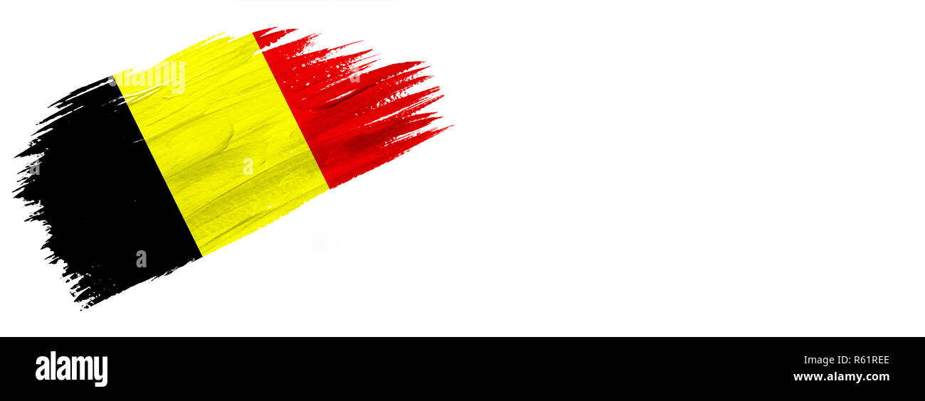 brushes painted flag. Hand-drawn style flag of Belgium isolated on ...