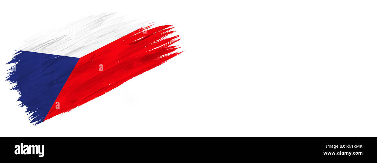 brushes painted flag. Handdrawn style flag of Czech Republic isolated on white background with