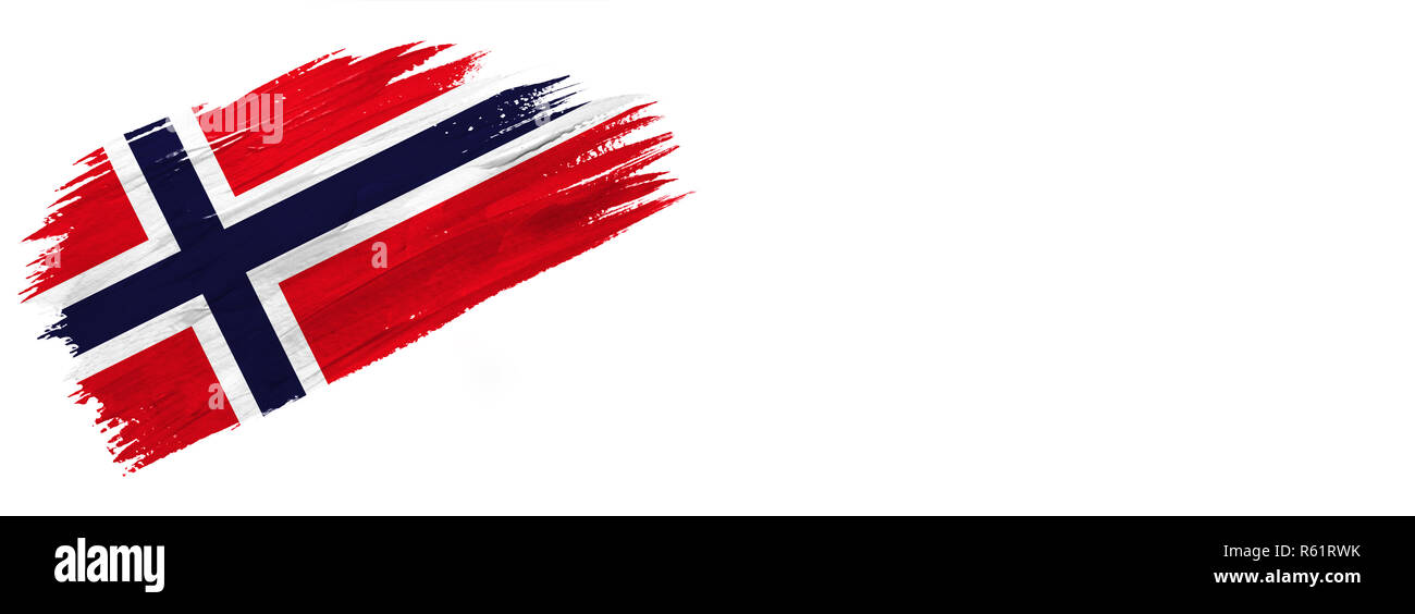 brushes painted flag. Hand-drawn style flag of Norway isolated on white ...