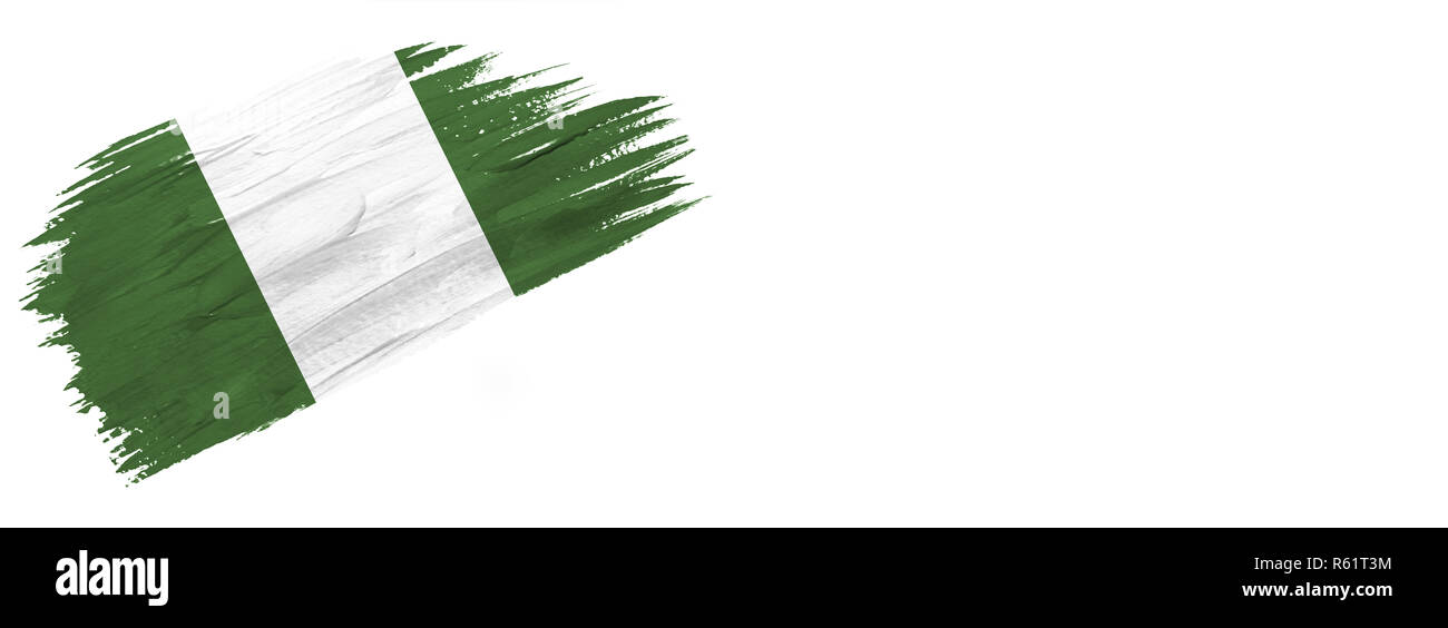 brushes painted flag. Hand-drawn style flag of Nigeria isolated on ...