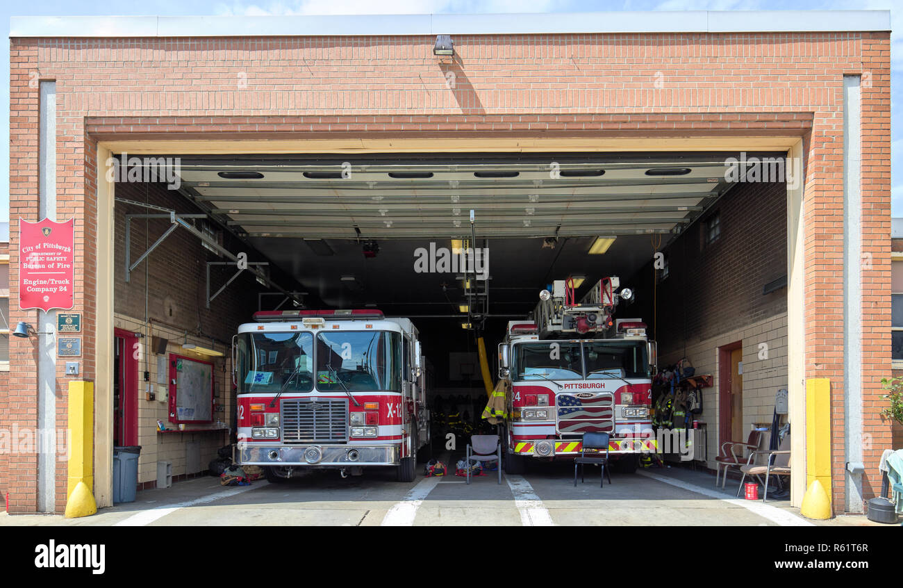 Pittsburgh Bureau of Fire Station 24, South Side, Pittsburgh, Pennsylvania Stock Photo
