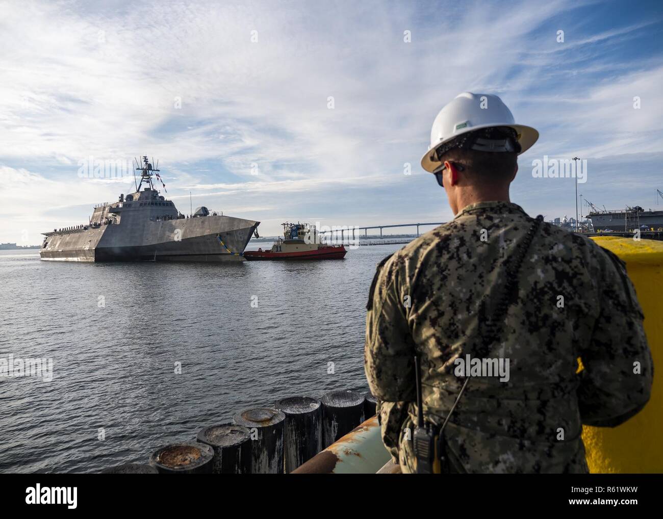 SAN DIEGO (Nov. 21, 2018) The future USS Tulsa (LCS 16) arrives at its new homeport, Naval Base San Diego, after completing its maiden voyage from the Austal USA shipyard in Mobile, Alabama. Tulsa is the eighth ship in the littoral combat ship Independence-variant class and is scheduled for commissioning Feb. 16, 2019 in San Francisco. Stock Photo