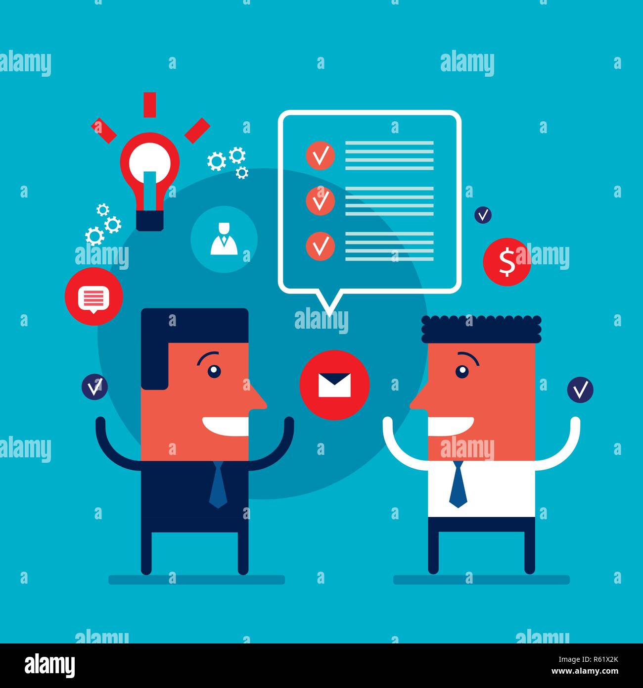 Happy businessmen talking Partnership teamwork business success Vector ...